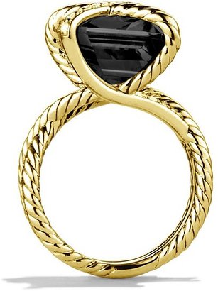 David Yurman Cable Wrap Ring with Black Onyx & Diamonds in Gold