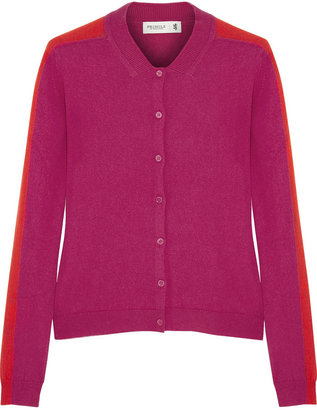 Pringle Two-tone cashmere and cotton-blend cardigan