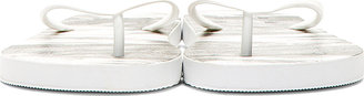 Rick Owens White Digital Print Slip On Sandals