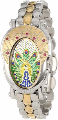 Brillier Women's 18-06 Royal Plume Peacock Inspired Swiss Genuine Red Rubies Watch