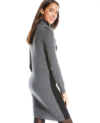 Charter Club Colorblocked Turtleneck Cashmere Sweaterdress