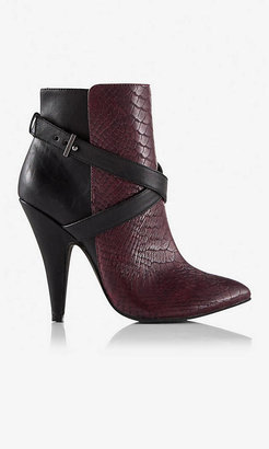 Express Snakeskin Print Strappy Runway Ankle Boot