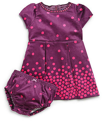 Hartstrings Infant's Two-Piece Polka Dot Corduroy Dress & Bloomers Set