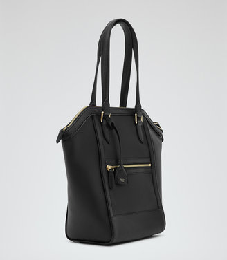 Reiss Marlo STRUCTURED BLACK TOTE