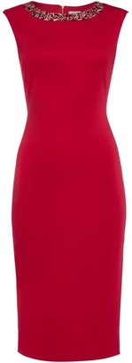 Untold Midi scuba dress with embellished neck detail