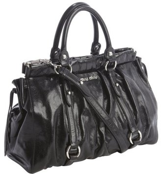 Miu Miu Black Pleated Leather Convertible Bag