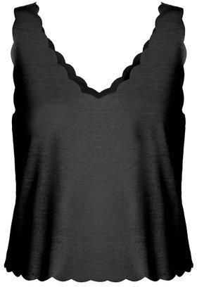 Topshop Womens TALL Scallop Crop Vest - Black