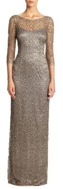 Kay Unger Beaded Illusion Gown