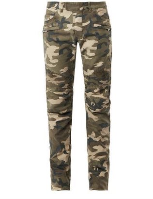 Balmain Camouflage-print biker jeans