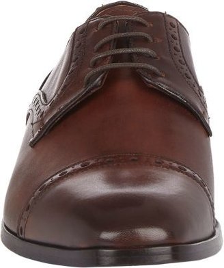 Barneys New York MEN'S PERFORATED CAP-TOE BLUCHERS-BROWN SIZE 8