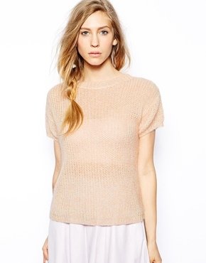 Le Mont St Michel Wool Mix Top With Collar Detail - Light pink melange