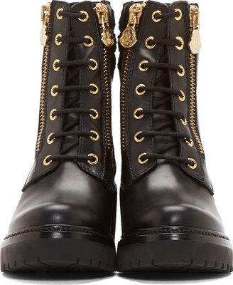 Moncler Black Leather Lace-Up Vivianne Boots