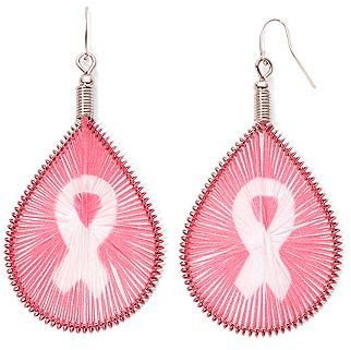 JCPenney Asstd Private Brand Breast Cancer Awareness Silver-Tone Dreamcatcher Teardrop Earrings