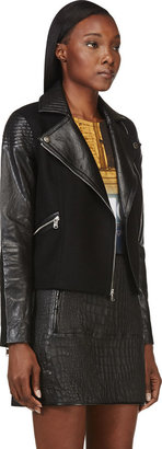 Marc by Marc Jacobs Black Leather & Wool Karlie Jacket