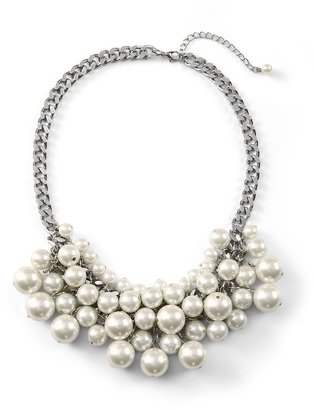 White House Black Market Glass Pearl Bib Necklace