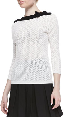 RED Valentino Knit Contrast 3/4-Sleeve Blouse