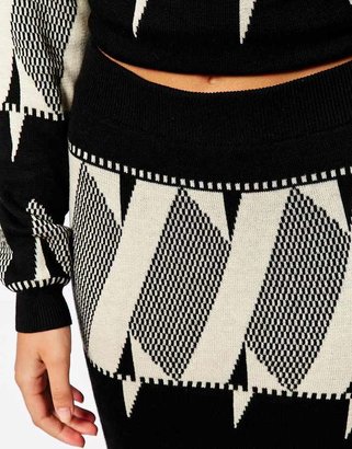 Vila Geo-Tribal Detail Knit Skirt