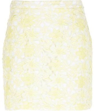 River Island Light yellow lace mini skirt