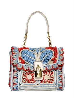 Dolce & Gabbana Dolce Bag Embroidered Raffia Bag