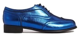 London Rebel Barnaby Metallic Brogue Shoes - Metallic blue