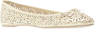 Wet Seal Metallic Floral Perforated Ballet Flats