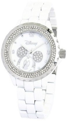 Disney Minnie Mouse Link Watch with White Dial and Stones - white/Silver