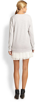 Clu Pleated Silk-Trimmed Sweatshirt Dress