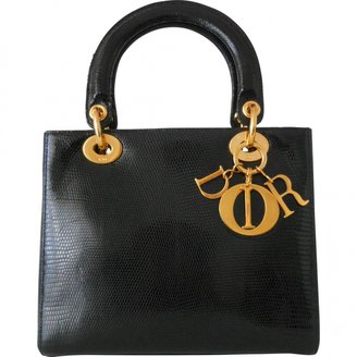 Christian Dior Lady Bag In Black Lizard