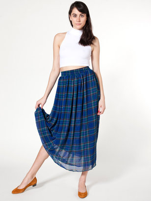 American Apparel Plaid Double-Layered Full Length Skirt