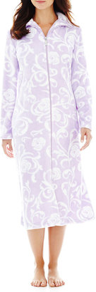 JCPenney JASMINE ROSE Jasmine Rose Long-Sleeve Zip-Front Royal Plush Robe