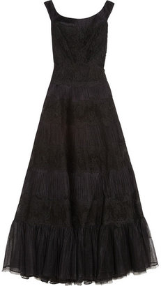 Valentino Lace and pleated silk-tulle gown