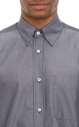 Barneys New York Honeycomb-Pattern Jacquard Short-Sleeve Shirt