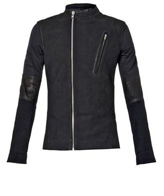 Rick Owens Leather and cashmere biker jacket