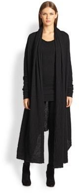 Donna Karan Cashmere & Silk Drape-Front Coat