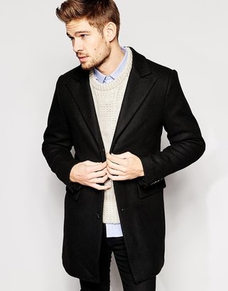 Selected Homme Overcoat In Wool Mix - Black