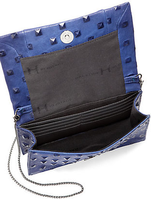 Halston Pyramid-Embossed Leather Chain Wallet