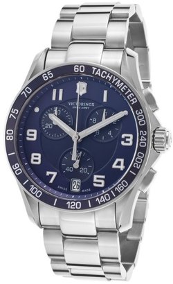 Swiss Army 566 Swiss Army Men's Chrono Silver-Tone Steel Black and Navy Blue Dial