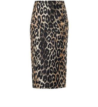 Balmain Leopard-jacquard pencil skirt