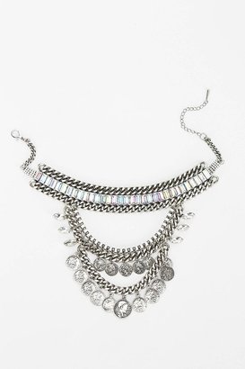 Urban Outfitters Rhinestone + Coins Statement Collar Necklace