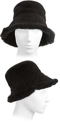 Saks Fifth Avenue Suede & Shearling Seamed Cloche Hat