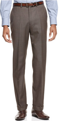 Ryan Seacrest Distinction Brown Sharkskin Slim-Fit Pants