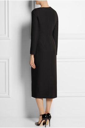 Valentino Asymmetric wool and silk-blend crepe dress