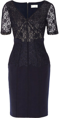 Mikael Aghal Embroidered lace and crepe dress