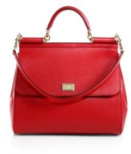 Dolce & Gabbana Sicily Large Textured Leather Top-Handle Satchel