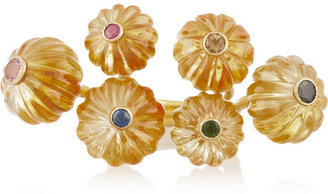 MUNNU 22-karat gold citrine flower ring
