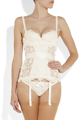 Agent Provocateur Gene guipure lace and silk-satin thong