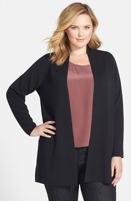 Eileen Fisher Wool Crepe Jersey Cardigan (Plus Size)