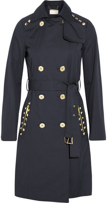 MICHAEL Michael Kors Studded cotton-blend satin-crepe trench coat