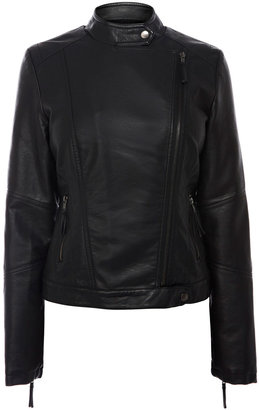 Oasis Borge Collarless Faux Leather Jacket