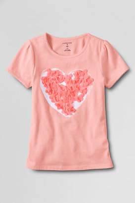 Lands' End Girls' Plus Short Sleeve Picot Edge Embellished Spring Graphic T-shirt